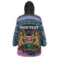 Personalised Kenya Lilac Breasted Roller Wearable Blanket Hoodie Orchid Flower - African Pattern