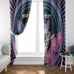 Personalised Kenya Lilac Breasted Roller Window Curtain Orchid Flower - African Pattern