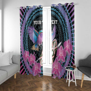 Personalised Kenya Lilac Breasted Roller Window Curtain Orchid Flower - African Pattern