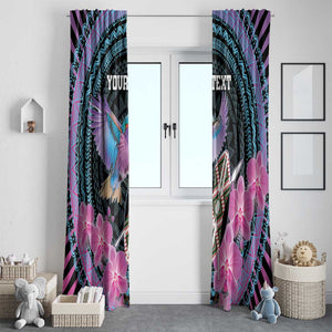 Personalised Kenya Lilac Breasted Roller Window Curtain Orchid Flower - African Pattern