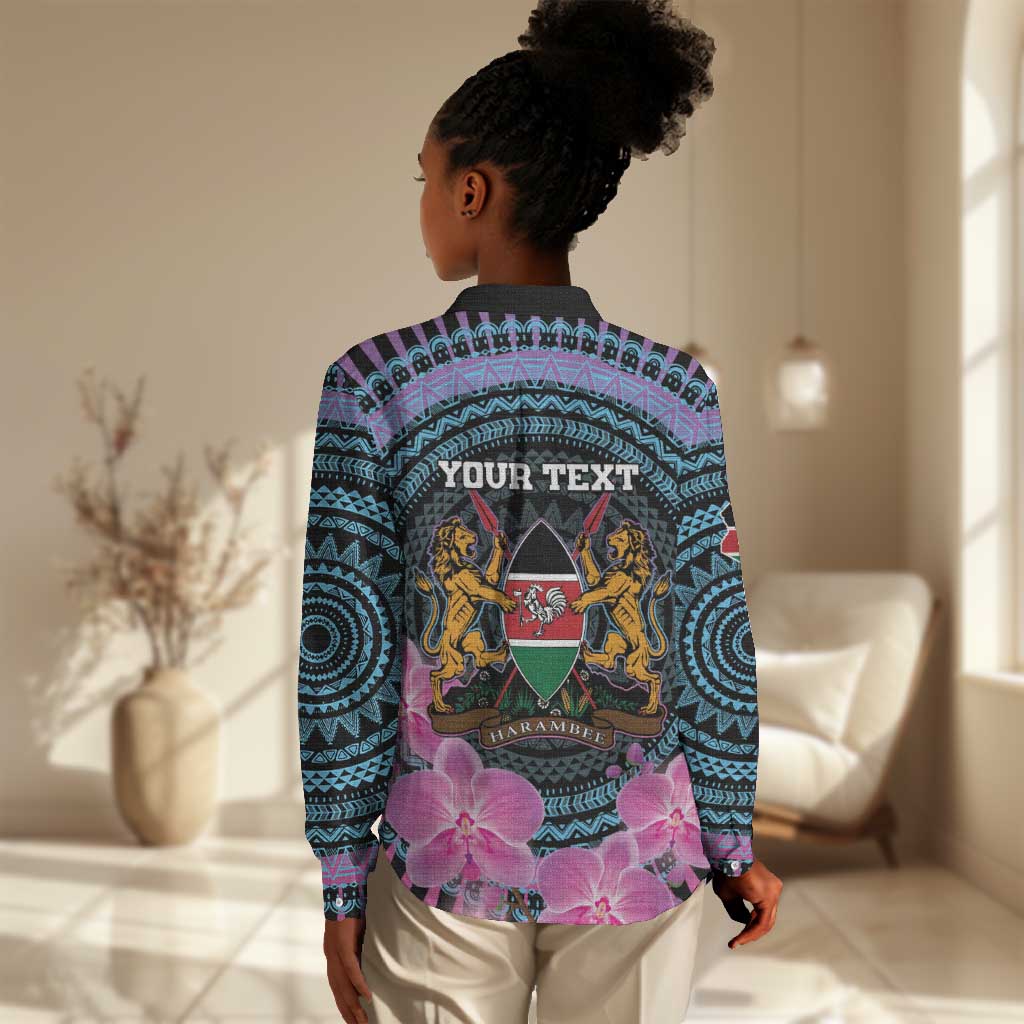Personalised Kenya Lilac Breasted Roller Women Casual Shirt Orchid Flower - African Pattern LT15