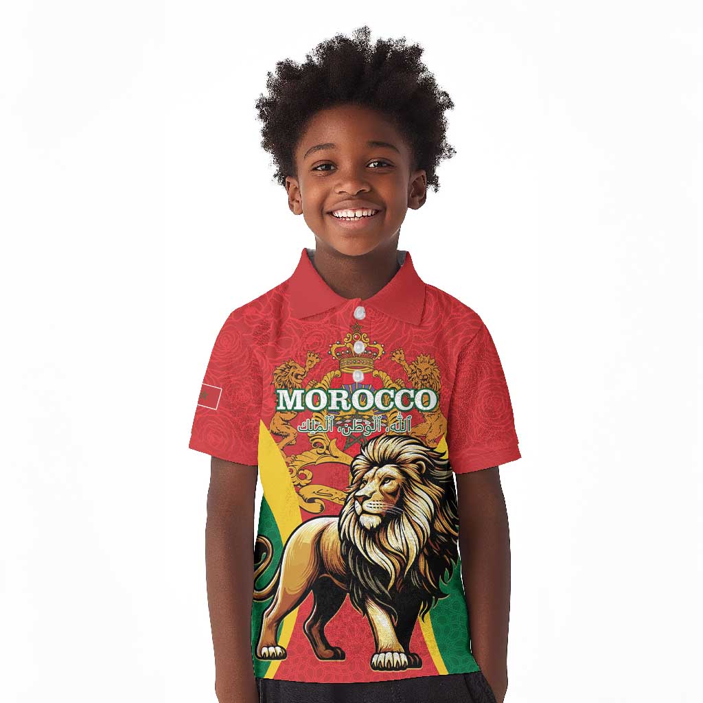 Personalised Morocco Kid Polo Shirt Barbary Lion - Proclamation Day