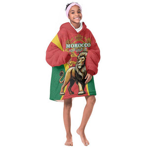 Personalised Morocco Kid Wearable Blanket Hoodie Barbary Lion - Proclamation Day