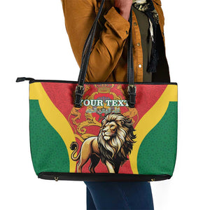 Personalised Morocco Leather Tote Bag Barbary Lion - Proclamation Day