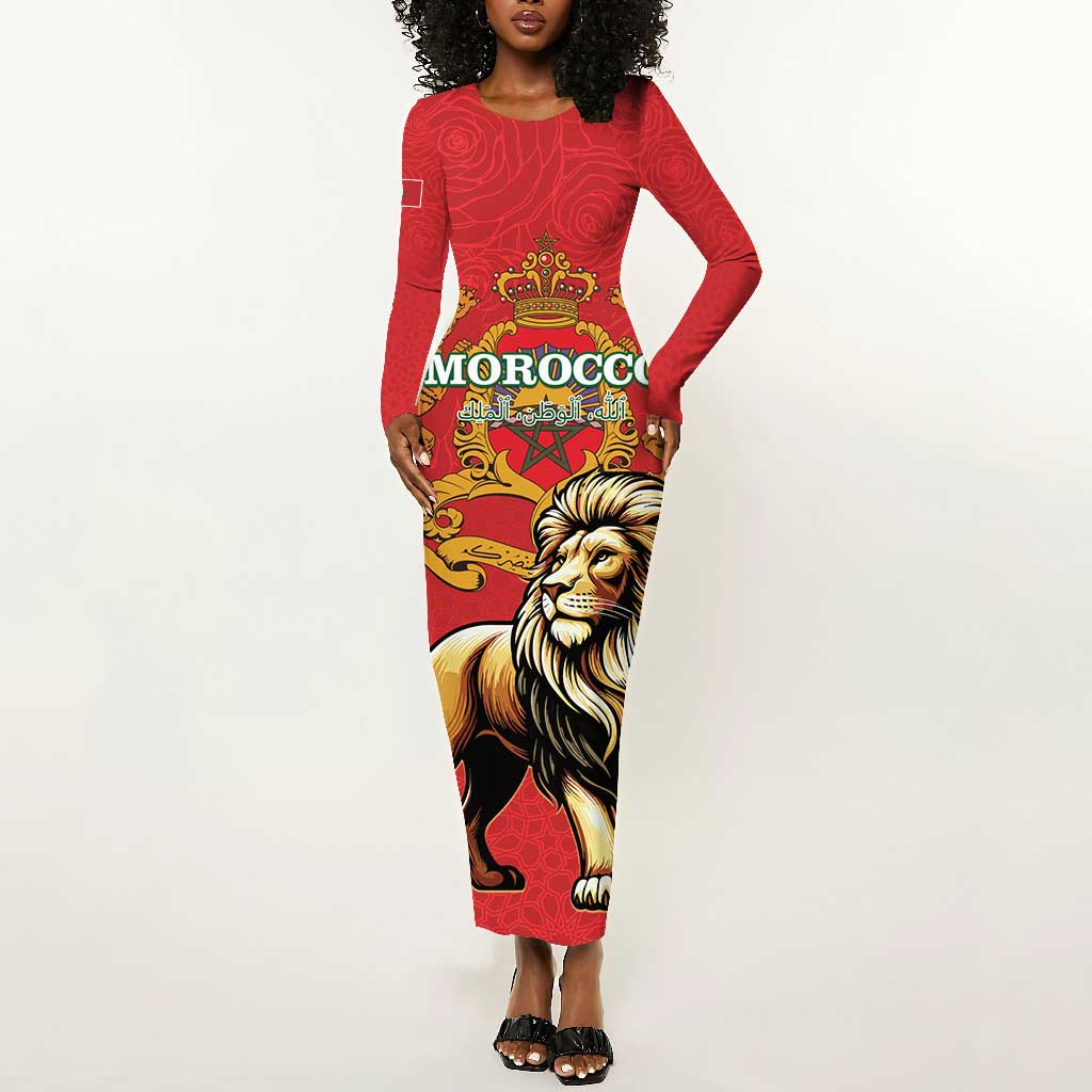 Personalised Morocco Long Sleeve Bodycon Dress Barbary Lion - Proclamation Day