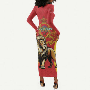 Personalised Morocco Long Sleeve Bodycon Dress Barbary Lion - Proclamation Day