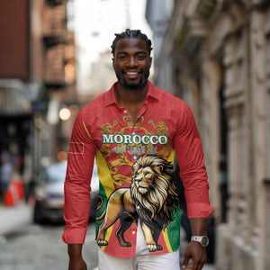 Personalised Morocco Long Sleeve Button Shirt Barbary Lion - Proclamation Day