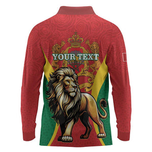 Personalised Morocco Long Sleeve Polo Shirt Barbary Lion - Proclamation Day