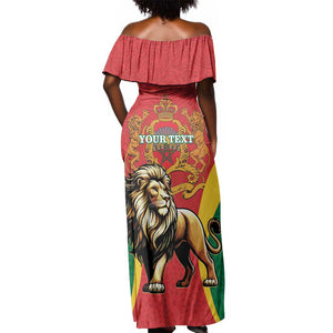 Personalised Morocco Off Shoulder Maxi Dress Barbary Lion - Proclamation Day