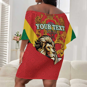 Personalised Morocco Off Shoulder Short Dress Barbary Lion - Proclamation Day