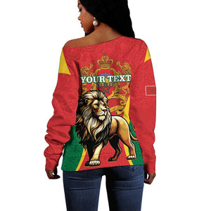 Personalised Morocco Off Shoulder Sweater Barbary Lion - Proclamation Day