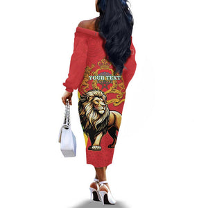 Personalised Morocco Off The Shoulder Long Sleeve Dress Barbary Lion - Proclamation Day