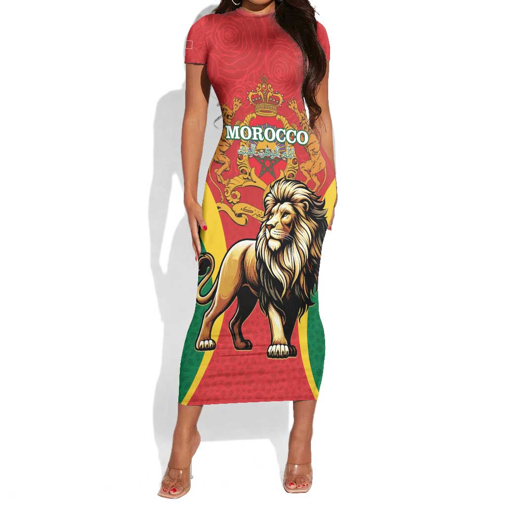 Personalised Morocco Short Sleeve Bodycon Dress Barbary Lion - Proclamation Day