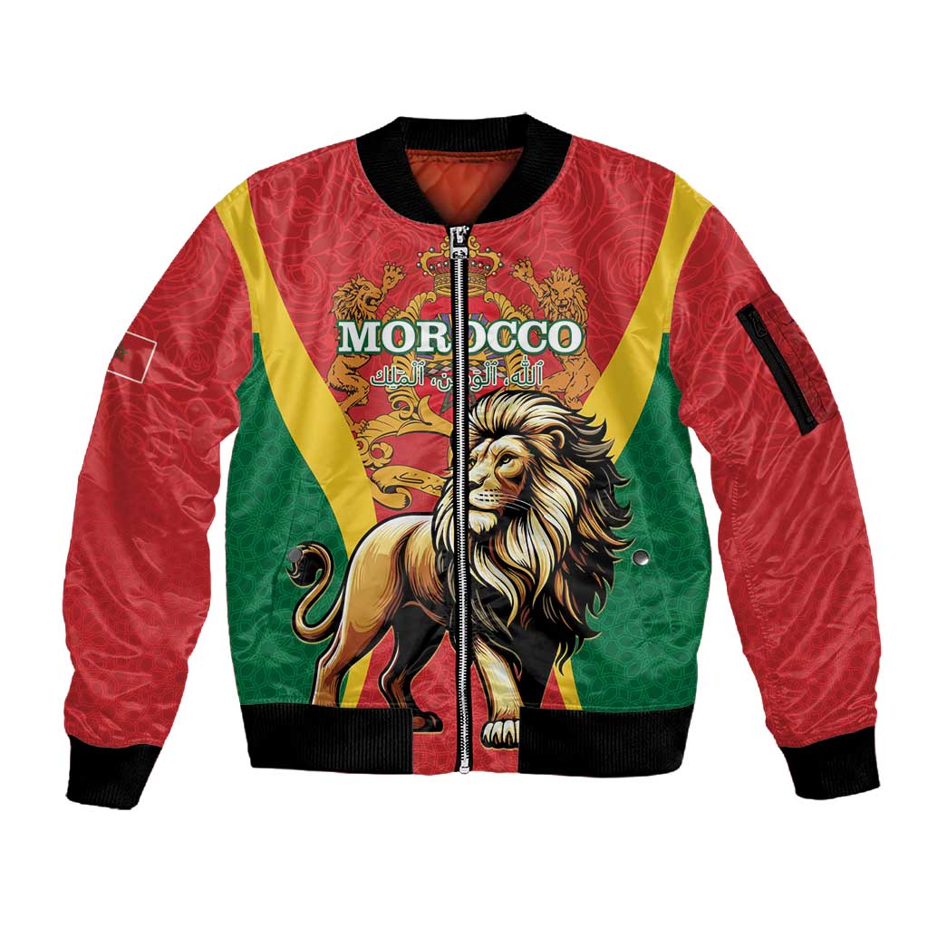 Personalised Morocco Sleeve Zip Bomber Jacket Barbary Lion - Proclamation Day