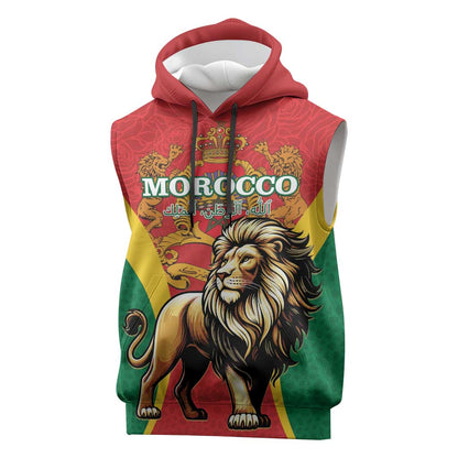Personalised Morocco Sleeveless Hoodie Barbary Lion - Proclamation Day - African Pride