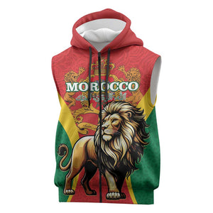 Personalised Morocco Sleeveless Zip Hoodie Barbary Lion - Proclamation Day - African Pride