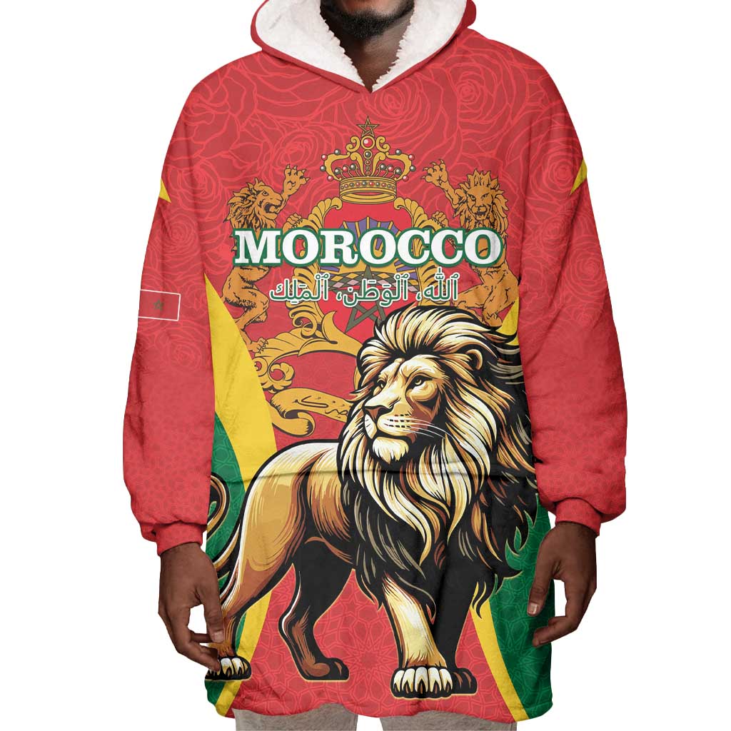 Personalised Morocco Wearable Blanket Hoodie Barbary Lion - Proclamation Day