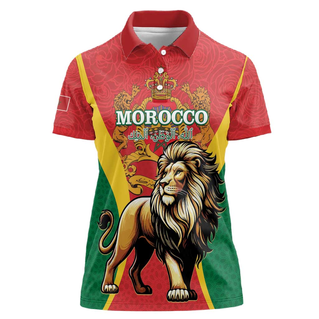 Personalised Morocco Women Polo Shirt Barbary Lion - Proclamation Day