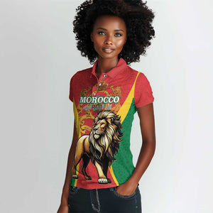 Personalised Morocco Women Polo Shirt Barbary Lion - Proclamation Day