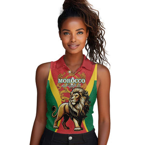 Personalised Morocco Women Sleeveless Polo Shirt Barbary Lion - Proclamation Day