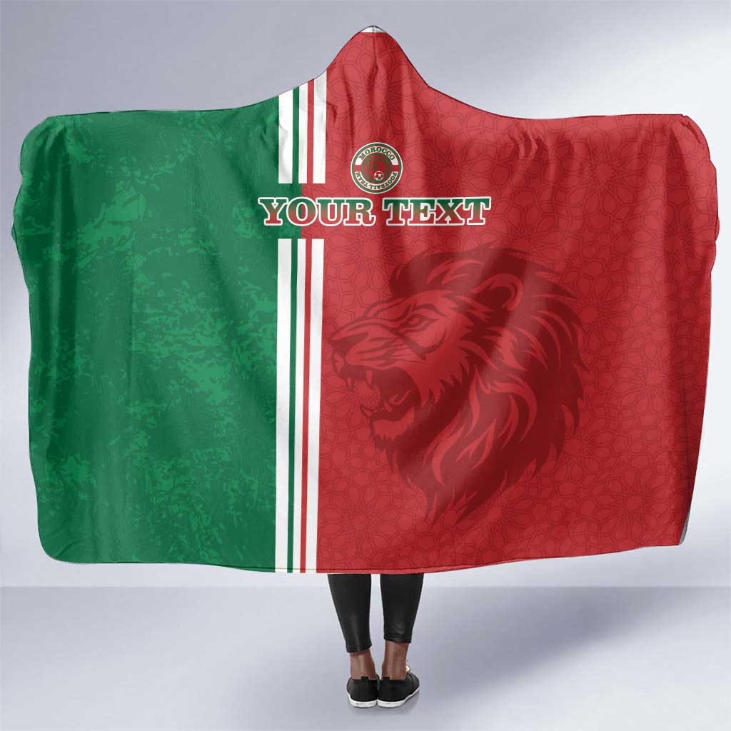 Custom Afro Morocco Football Hooded Blanket With Islamic Pattern