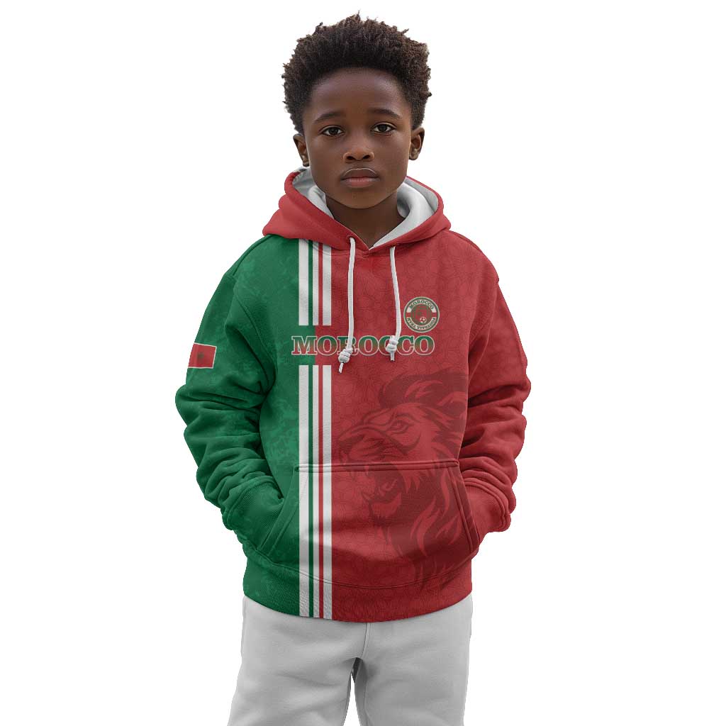 Custom Afro Morocco Football Kid Hoodie With Islamic Pattern