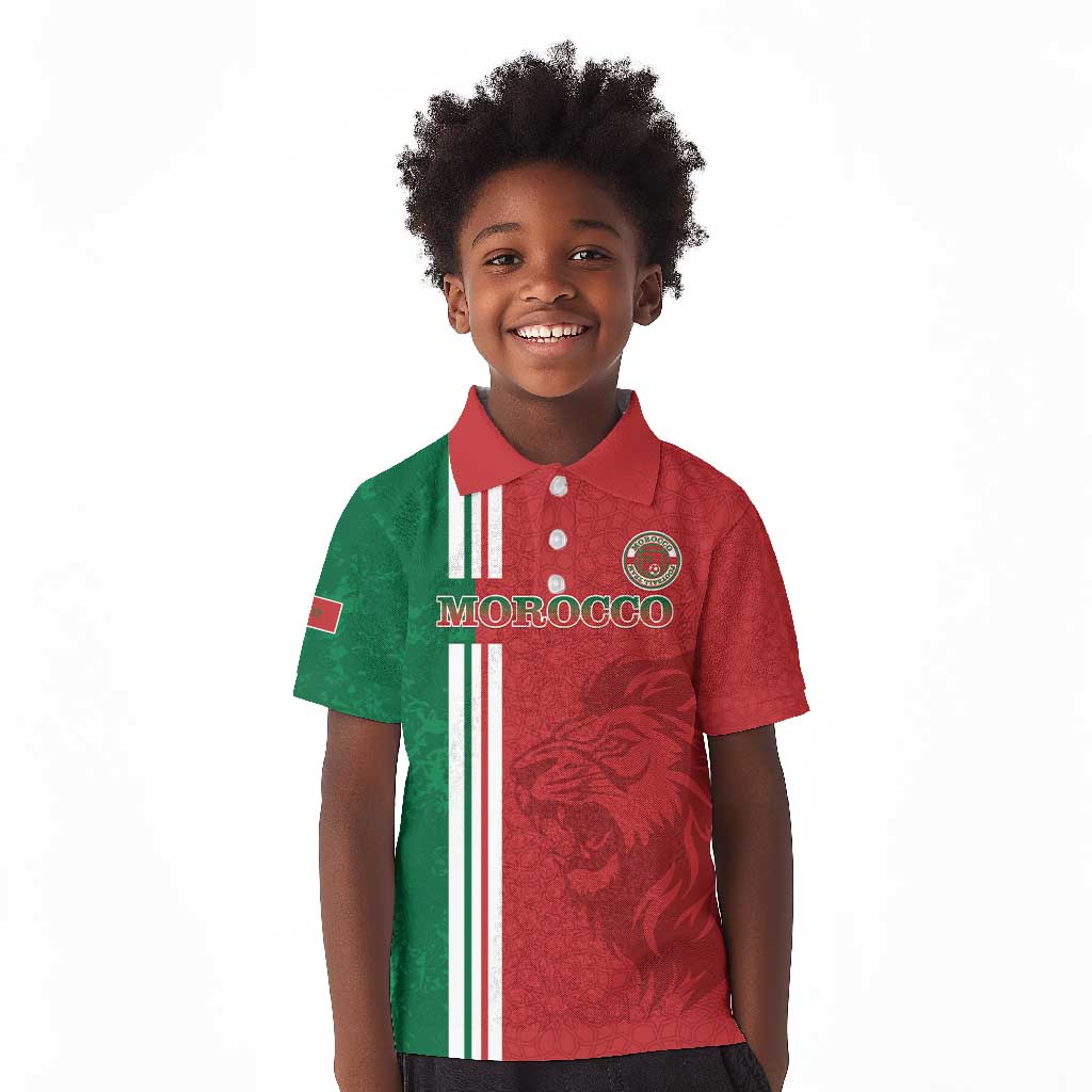 Custom Afro Morocco Football Kid Polo Shirt With Islamic Pattern