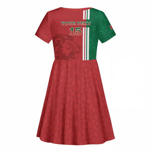 Custom Afro Morocco Football Kid Short Sleeve Dress With Islamic Pattern