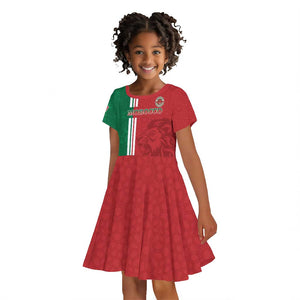 Custom Afro Morocco Football Kid Short Sleeve Dress With Islamic Pattern