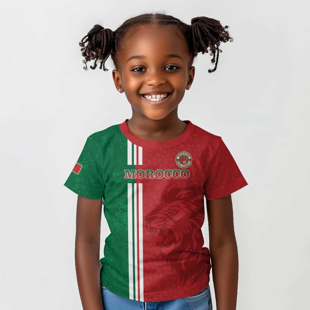 Custom Afro Morocco Football Kid T shirt With Islamic Pattern