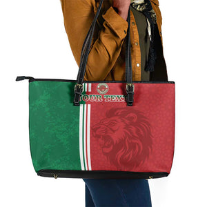 Custom Afro Morocco Football Leather Tote Bag With Islamic Pattern