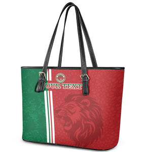 Custom Afro Morocco Football Leather Tote Bag With Islamic Pattern