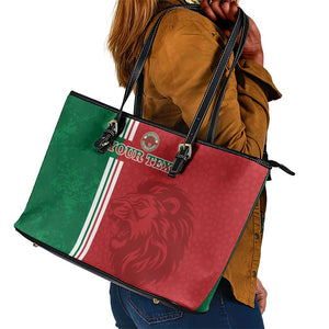 Custom Afro Morocco Football Leather Tote Bag With Islamic Pattern