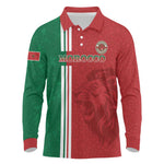 Custom Afro Morocco Football Long Sleeve Polo Shirt With Islamic Pattern