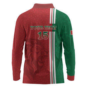 Custom Afro Morocco Football Long Sleeve Polo Shirt With Islamic Pattern