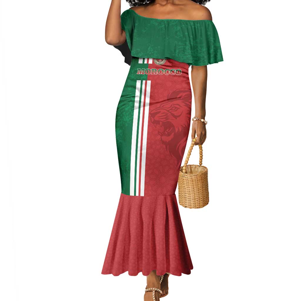 Custom Afro Morocco Football Mermaid Dress With Islamic Pattern