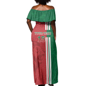 Custom Afro Morocco Football Off Shoulder Maxi Dress With Islamic Pattern