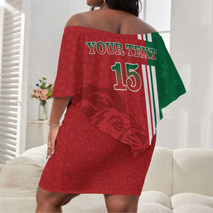 Custom Afro Morocco Football Off Shoulder Short Dress With Islamic Pattern