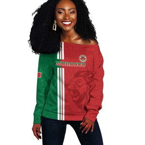 Custom Afro Morocco Football Off Shoulder Sweater With Islamic Pattern