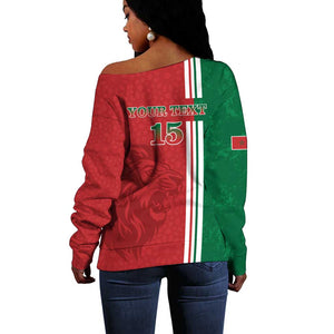 Custom Afro Morocco Football Off Shoulder Sweater With Islamic Pattern