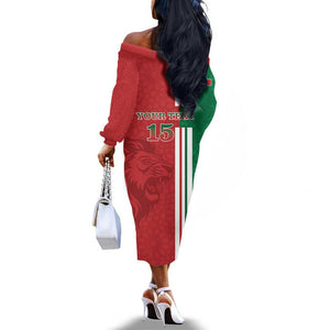 Custom Afro Morocco Football Off The Shoulder Long Sleeve Dress With Islamic Pattern