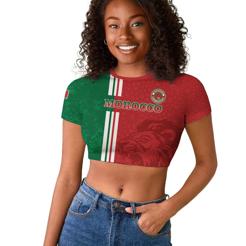 Custom Afro Morocco Football Raglan Cropped T shirt With Islamic Pattern