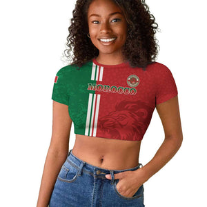 Custom Afro Morocco Football Raglan Cropped T shirt With Islamic Pattern