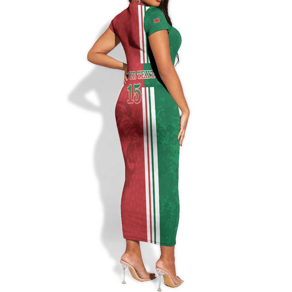 Custom Afro Morocco Football Short Sleeve Bodycon Dress With Islamic Pattern LT15