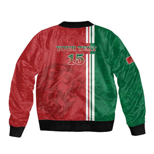 Custom Afro Morocco Football Sleeve Zip Bomber Jacket With Islamic Pattern