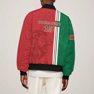 Custom Afro Morocco Football Sleeve Zip Bomber Jacket With Islamic Pattern