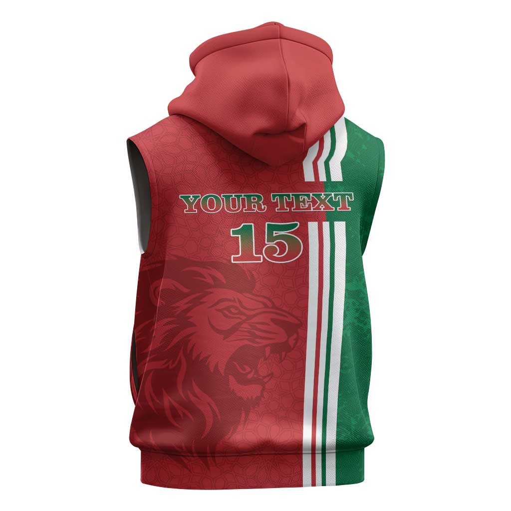 Custom Afro Morocco Football Sleeveless Zip Hoodie With Islamic Pattern - African Pride