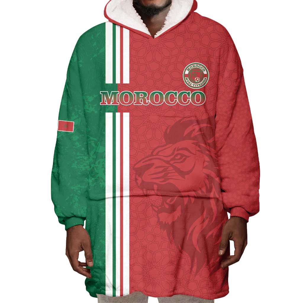 Custom Afro Morocco Football Wearable Blanket Hoodie With Islamic Pattern