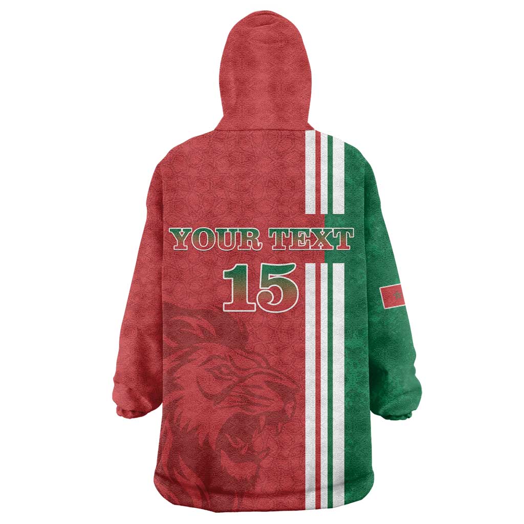Custom Afro Morocco Football Wearable Blanket Hoodie With Islamic Pattern