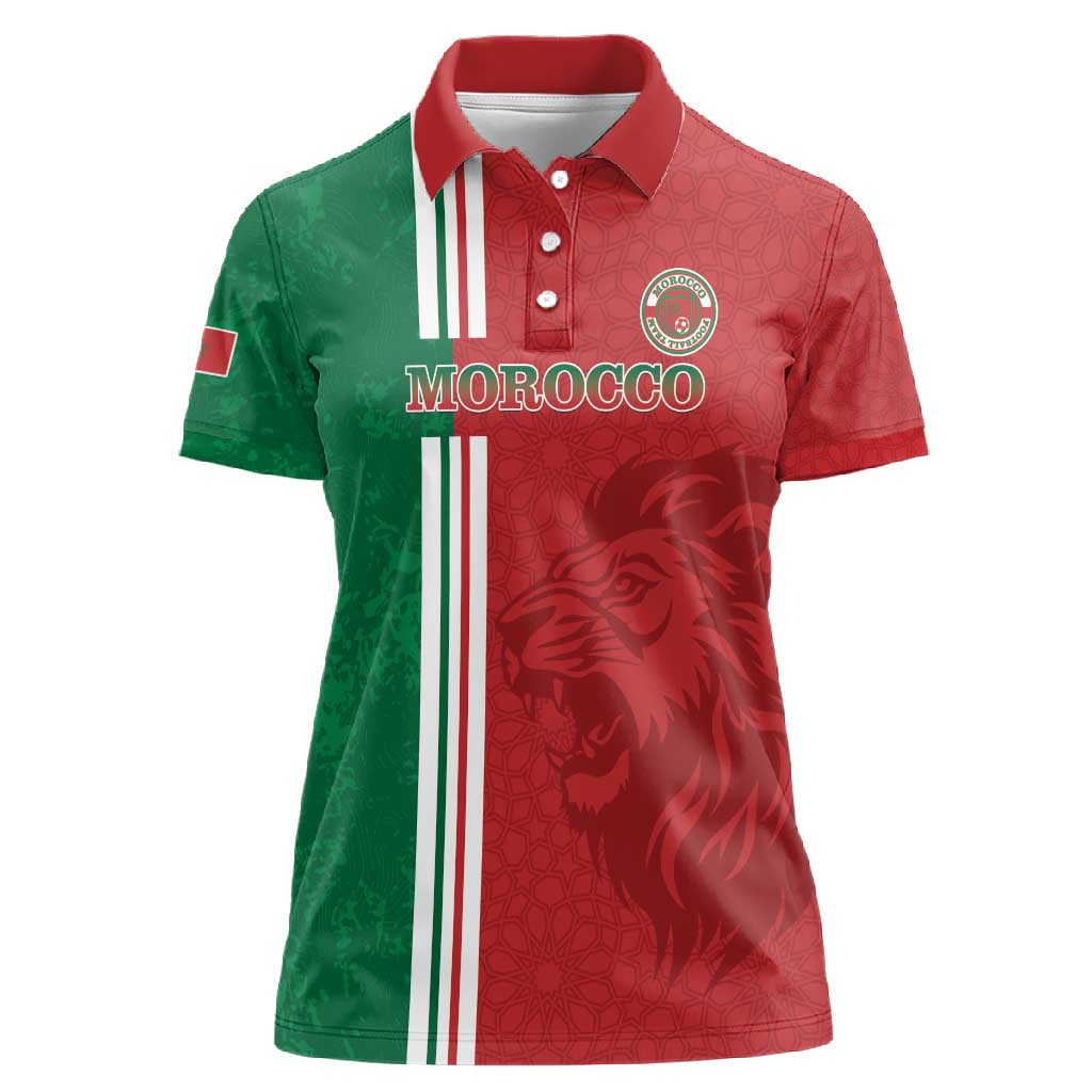 Custom Afro Morocco Football Women Polo Shirt With Islamic Pattern